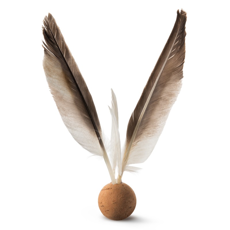 Oscar De La Bird Cat Toy with Natural Feathers and Cork Ball Made in USA