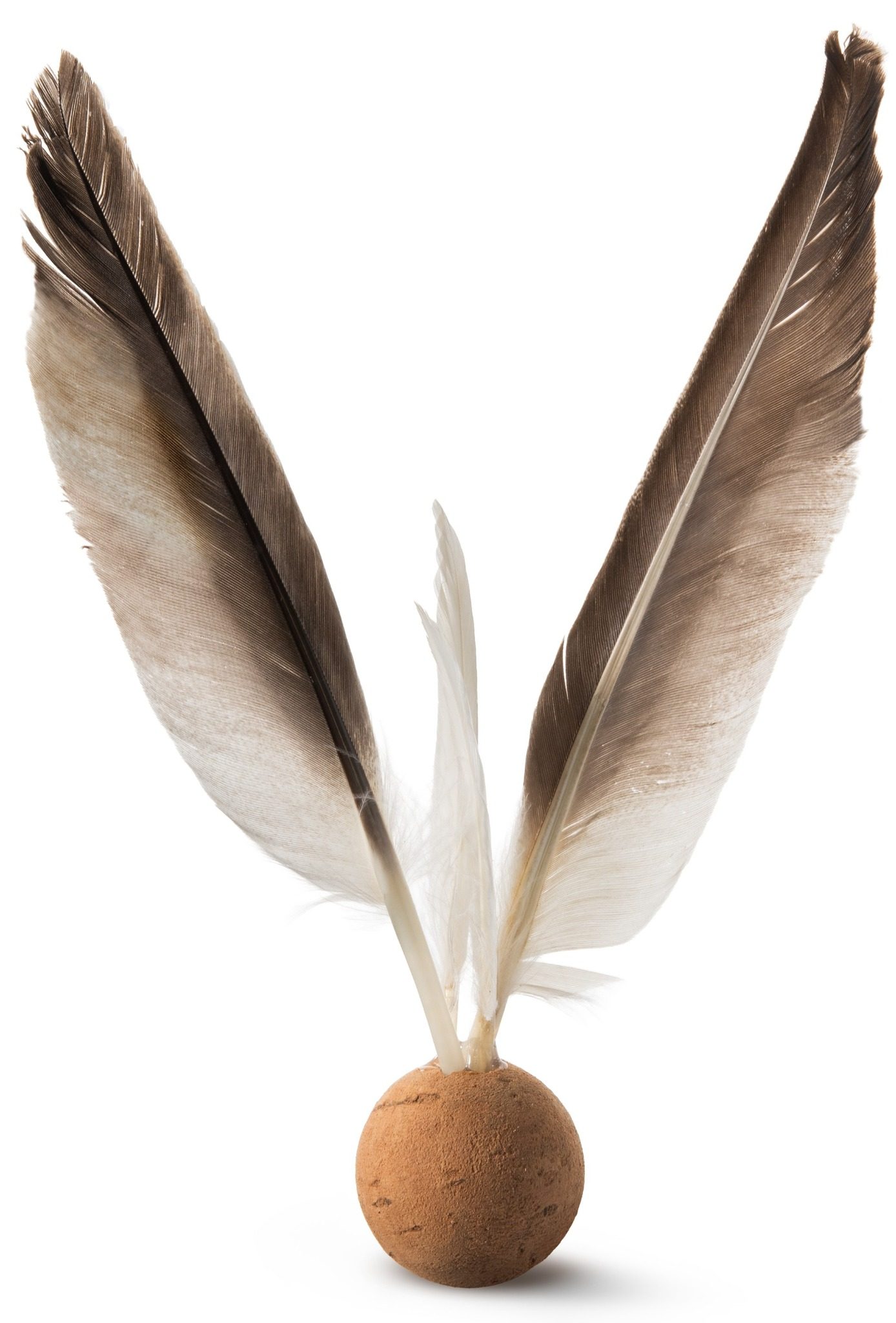 Oscar De La Bird Cat Toy with Natural Feathers and Cork Ball Made in USA